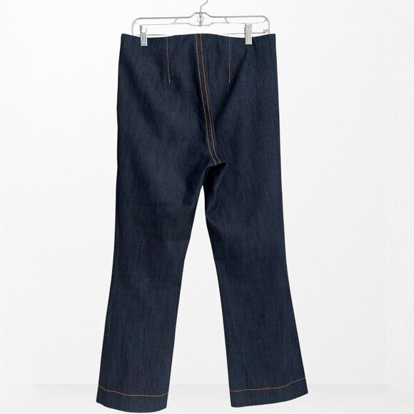 Cinq à Sept Sailor Jeans 8 Dark Blue High Rise Wide Leg Nautical Designer Denim - Picture 4 of 12